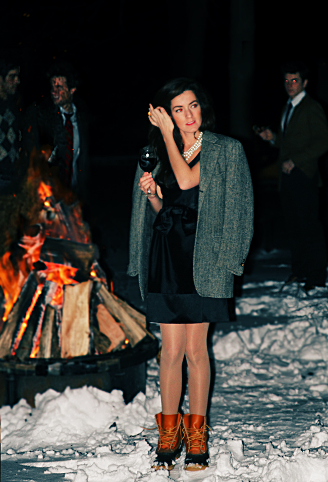 dress with duck boots